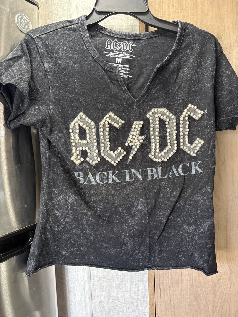 AC/DC Black Studded 'Back in Black' V-Neck Kids Tee